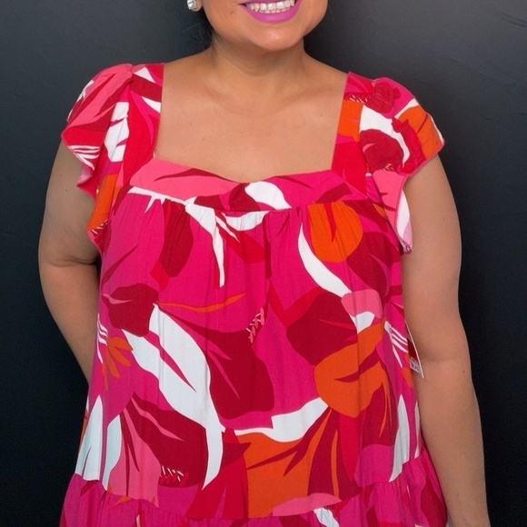 NWT Colorful Flower Dress -1X - Picture 4 of 10